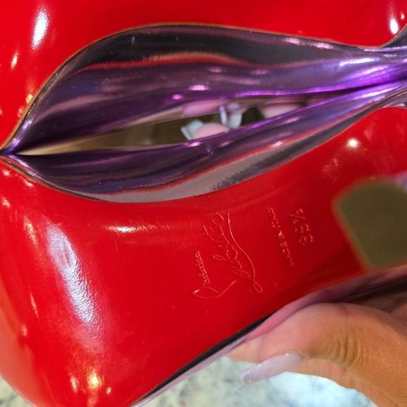 NEW Christian Louboutin Dolly Metallic Purple Pumps 100mm Size 39.5 - Picture 11 of 12